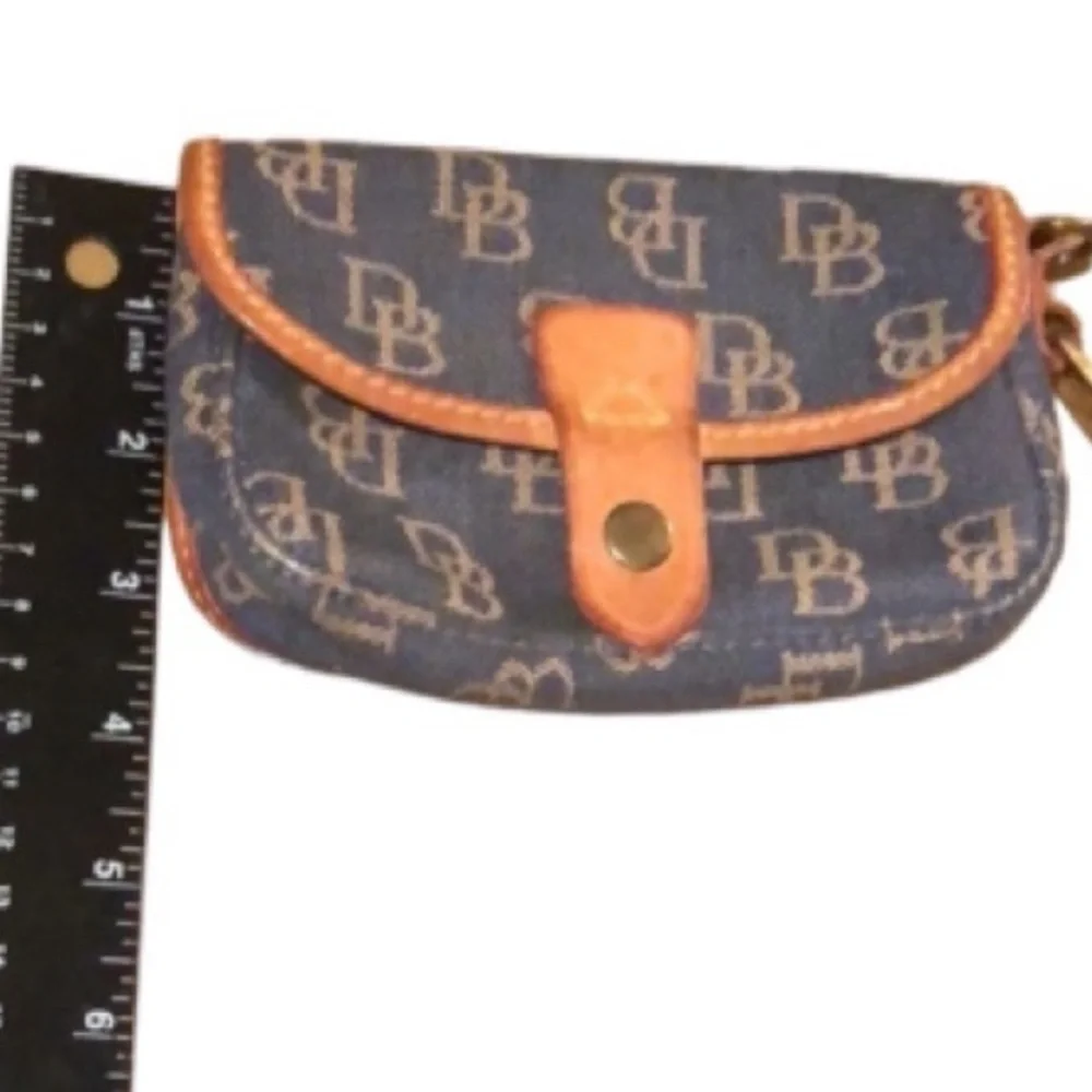 Dooney & Burke vintage dark denim monogram genuine leather wallet , wristlett